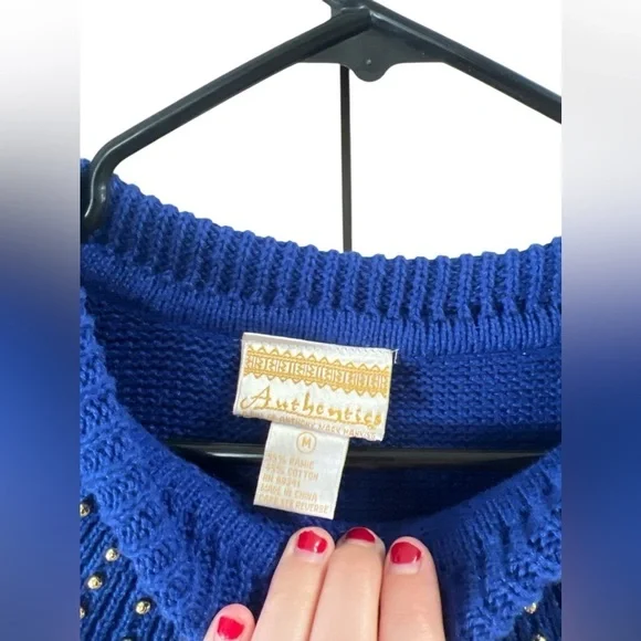 Vintage blue star long sleeve mini sweater dress - Picture 4 of 5